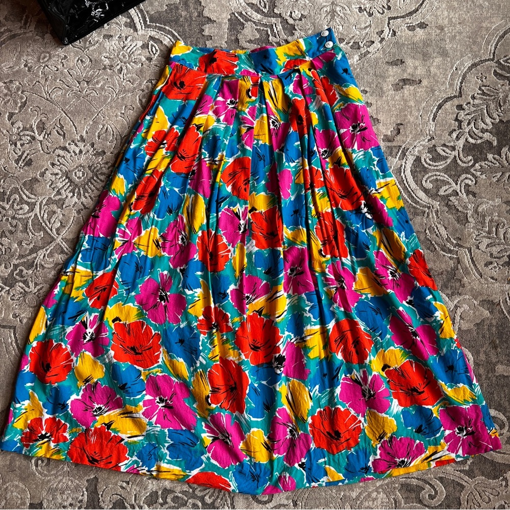 1980’s AFFIRMATIVE Floral Multicolor Skirt - Picture 5 of 8